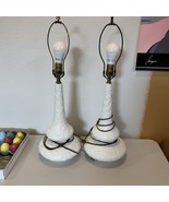 Vintage 80s Art Deco Pair Of Plaster Lamps White Cream 27” - $4,593.81 MXN
