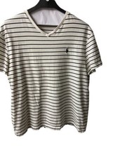 Polo Ralph Lauren Blue Label T shirt Size L Striped White Black Class Fit V Neck - $5.29