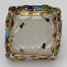 Chinese Republic Jade, Silver, Gold Wash, Enamel Ring Circa 1920 - £208.36 GBP