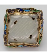 Chinese Republic Jade, Silver, Gold Wash, Enamel Ring Circa 1920 - £209.57 GBP
