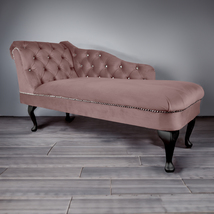 Regent Handmade Tufted Grey Velvet Chaise Longue Bedroom Accent Chair - £251.10 GBP
