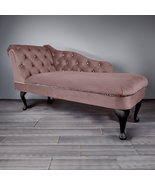 Regent Handmade Tufted Grey Velvet Chaise Longue Bedroom Accent Chair - £255.03 GBP