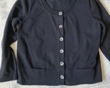 J Jill Cardigan Sweater Long Sleeve Black Sz Medium Petite Etched flower... - $25.02