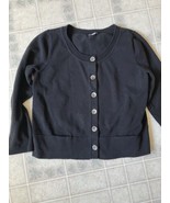 J Jill Cardigan Sweater Long Sleeve Black Sz Medium Petite Etched flower... - £19.76 GBP