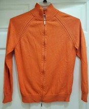 Gran Sasso Womens Size 48 Large High Neck Sweater Solid Orange Double Pull Zip - £35.61 GBP