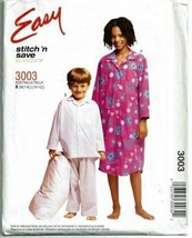 McCalls Stitch N Save 3003 Pajama Sewing Pattern Child Unisex Size M-L - $8.09