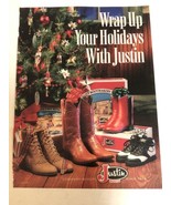 1995 Justin Boots Christmas Vintage Print Ad pa7 - $7.91