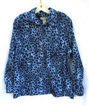 Drapers &amp; Damons Blue Leopard Spot Blouse Tunic Top Womens Petite XL Sof... - $23.74