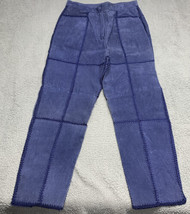 Selene Sport Pants Blue Suede Genuine Leather Patchwork Size 18 Heavy St... - £31.22 GBP