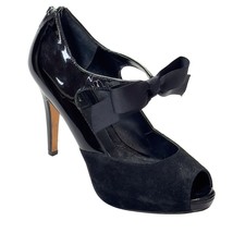 WHITE HOUSE BLACK MARKET Womens Shoes Black Patent Leather Suede Heels S... - £44.78 GBP