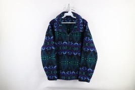 Vtg Eddie Bauer Mens XL Fiesta Southwestern Deep Pile Fleece Half Zip Sweater - $59.35