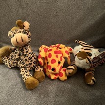 Lot of Three Beanpals Safari Tony Tiger Giraffe Red Spotted Puppy 7” - £11.15 GBP