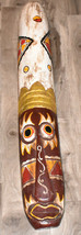 Vintage Hand Carved Wooden Tribal Mask 39&quot; Hand Painted Hanging Tribal Wall Mask - £27.52 GBP