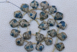 Natural 20 pieces  K2 JASPER  faceted leaf Shape Briolette beads are 14 x 17 --  - £54.92 GBP