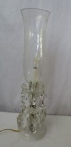 Cut Crystal lamp w/large prism crystals etched oil lamp chimney - £78.66 GBP