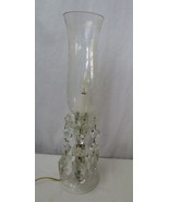Cut Crystal lamp w/large prism crystals etched oil lamp chimney - £78.31 GBP
