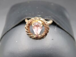 Vtg Gold Tone Adjustable Ring Pear Shape Prong Set Light Pink Rhinestone - $14.99