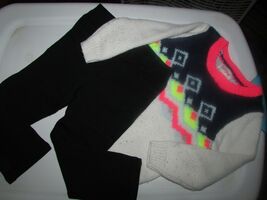 CAT &amp; JACK girls PANTS black &amp; SWEATER white black orange 2T (clo bx 2 - 6) - $3.15