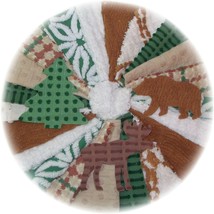 Vintage Chenille Bedspread Quilt Fabric Squares Blocks DIY Kit 21 Green Brown Wh - £24.85 GBP