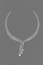 24 Ct Pear Cut Simulated Diamond Women&#39;s Tennis Necklace 925 Silver Gold Plated - £218.06 GBP