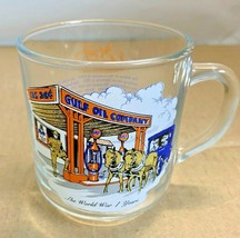RARE Gulf Gasoline Glass Mug Cup Collectors&#39; Series The World War I Years - $9.78