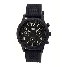 NEW MOS Men Of Style AT101 Mens Antwerp Day/Date White Accent Black Rubber Watch - £38.26 GBP