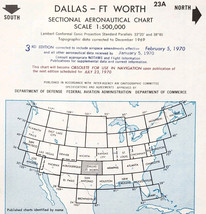 1970 Aeronautical Chart Dallas Fort Worth Texas Map Double Sided 22 x 17... - $39.99