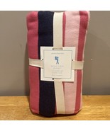 Pottery Barn Kids Bright Striped Blanket Pink Navy Twin New Knitted Acrylic - $49.49
