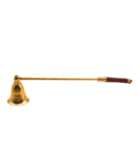 12&quot; Vintage Brass Candle Snuffer with Red Wood Handle Bell Shaped Hinged... - £15.15 GBP