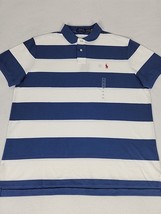 Polo Ralph Lauren Slim Fit Short Sleeve Polo Men&#39;s XL Blue White Striped... - $54.99