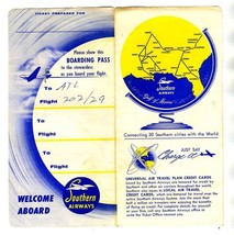 Southern Airways Ticket Jacket &amp; Passenger Ticket &amp; Reconfirmation 1952 - £22.29 GBP