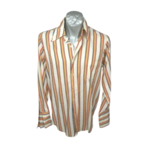 Simpson Sears Mens Shirt Sz L Striped Blue Red Yellow LS French Cuff Vintage 70s - $36.58