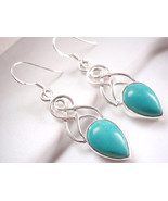 Turquoise Earrings 925 Sterling Silver Dangle Drop Double Infinity New 7... - £19.67 GBP