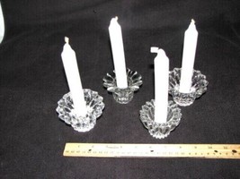 Vintage  Lot of 4 Candle Stick Holders Cut Crystal Glass  American Brilliant - £8.55 GBP