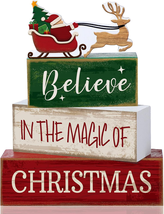 4 Pcs Christmas Table Decoration Wooden Santa Claus Decor Christmas Tier... - $20.87