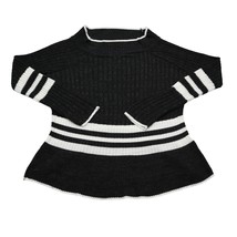 Roz Ali Sweater Womens XS Black Long Sleeve Mock Neck Stripe Acrylic Pullover - £20.08 GBP