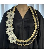 Graduation Money Lei Flower Crisp Bill Gold/Yellow & Black Four Braided Ribbons - $69.30