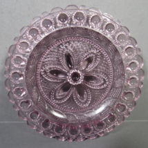 Vintage Pink Glass Holiday Butter Plate Daisy with Button Edge Jeanette ... - $17.77