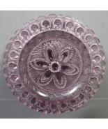Vintage Pink Glass Holiday Butter Plate Daisy with Button Edge Jeanette ... - £13.89 GBP