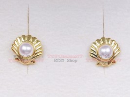 14k Gold-plated Disney The Little Mermaid Seashell Stud Earrings - £13.15 GBP
