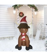FARM CHRISTMAS 6&#39; HIGHLAND COW s FUR &amp; SANTA HAT SUPER BRIGHT LED XMAS A... - $200.52 CAD