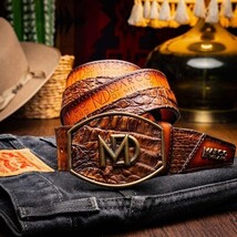 Texas Caiman and Calfskin Western Belt Aged Maple image 5