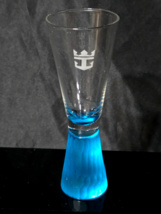 ROYAL CARIBBEAN Souvenir Cordial Shot Glass AQUA Blue Stem - Hand Blown - $12.08