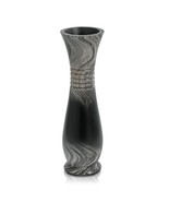 Smoky Grain Gray and Black Mango Tree Wood Hand Carved Vase - £19.73 GBP