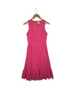 New J Crew Dress Womens 0 Pink Midi Eyelet Lace Sleeveless Round Neck Ru... - $55.56 CAD