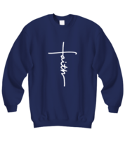 Religious Sweatshirt Faith Cross, Jesus, Christian, love Navy-SS  - £21.29 GBP