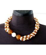 Avon TORSADE NECKLACE Caramel &amp; Cream Colored MODERN Beaded Choker ✿ VTG... - $29.65