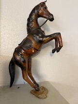 Antique Rearing Leather Horse - $2,320.19 MXN