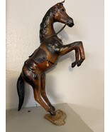 Antique Rearing Leather Horse - $2,300.34 MXN