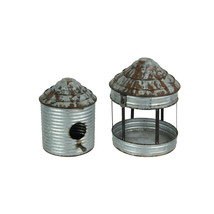 Zko 99171 galvanized rustic metal bird feeder house set 1a thumb200